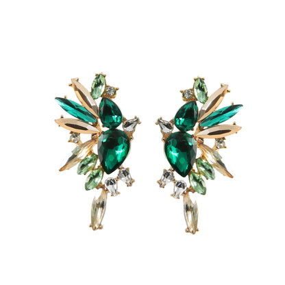 Colorful Luxury Temperament And Fully-jewelled Glass Fashion Geometric Earrings