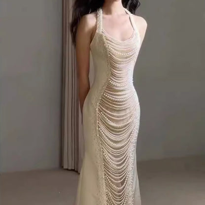 Heavy Industry Pearl Banquet Fishtail Evening Dress