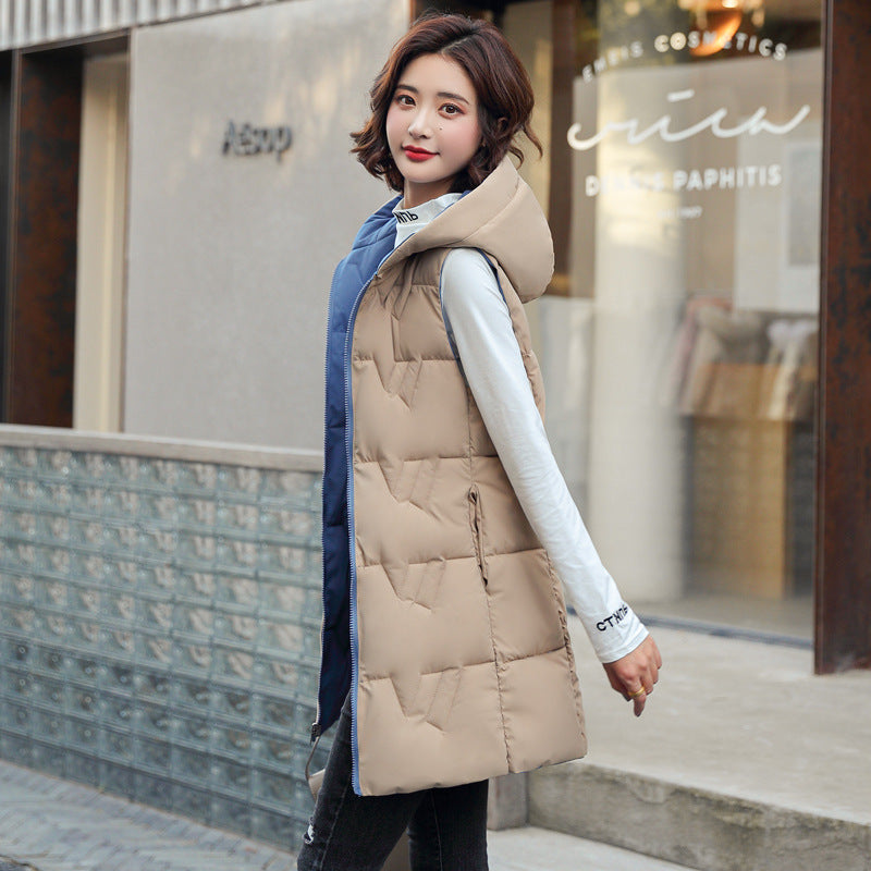 Women's Double-sided Hooded Down Jacket Coat