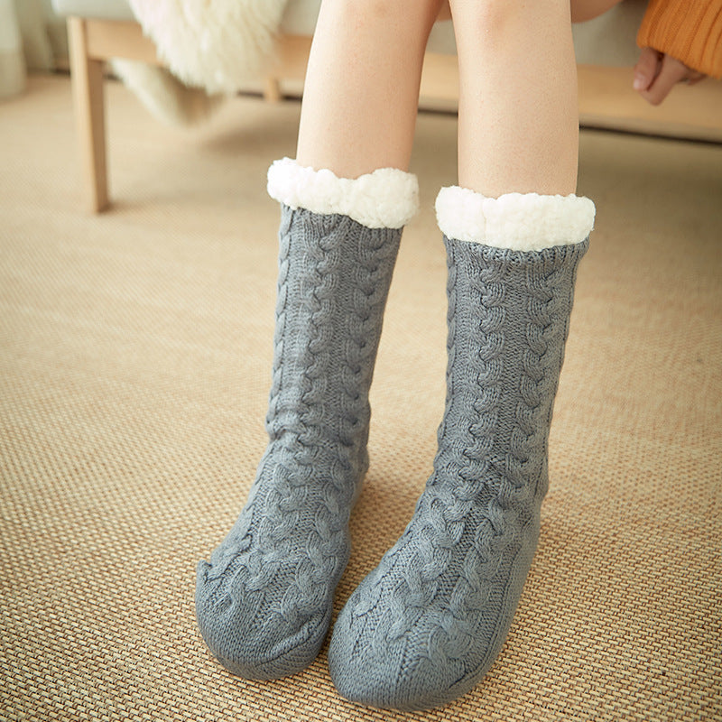 Winter Warm Knitted Plush Floor Socks Home Indoor Non-slip Carpet Socks For Men And Women