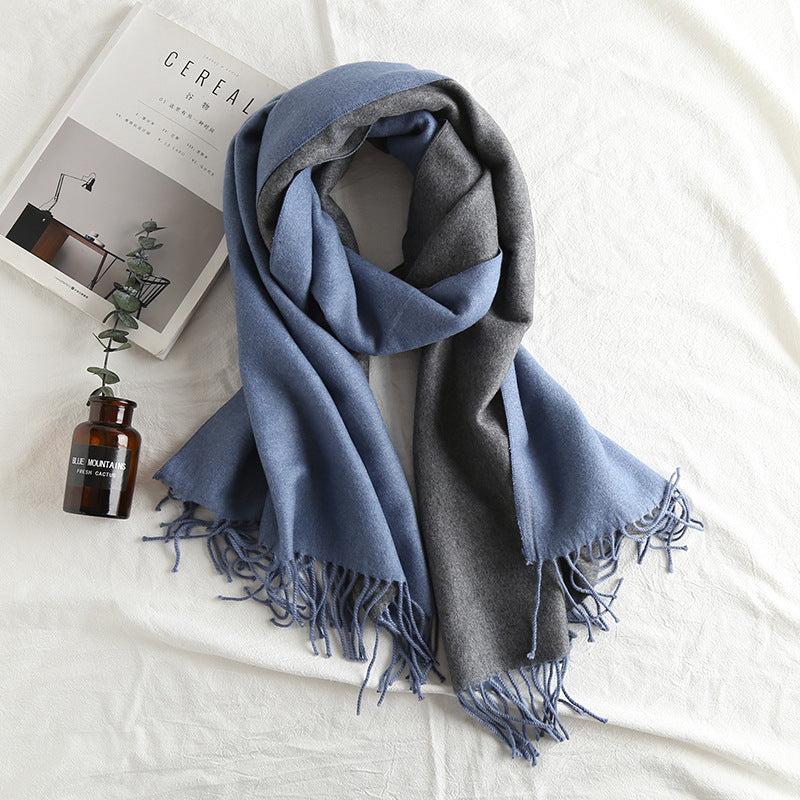 Cashmere-like Solid Color Scarf Double-sided Two-tone