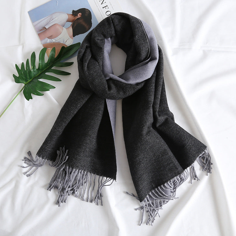 Cashmere-like Solid Color Scarf Double-sided Two-tone