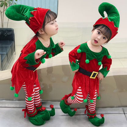 Christmas Children's Elf Dress Suit Costume